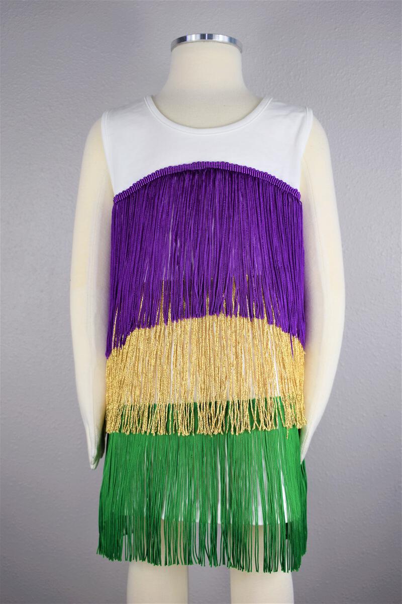 Mardi Gras Tiered Fringe Dress