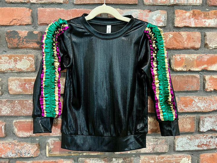 Mardi Gras Top with Side Ruffles