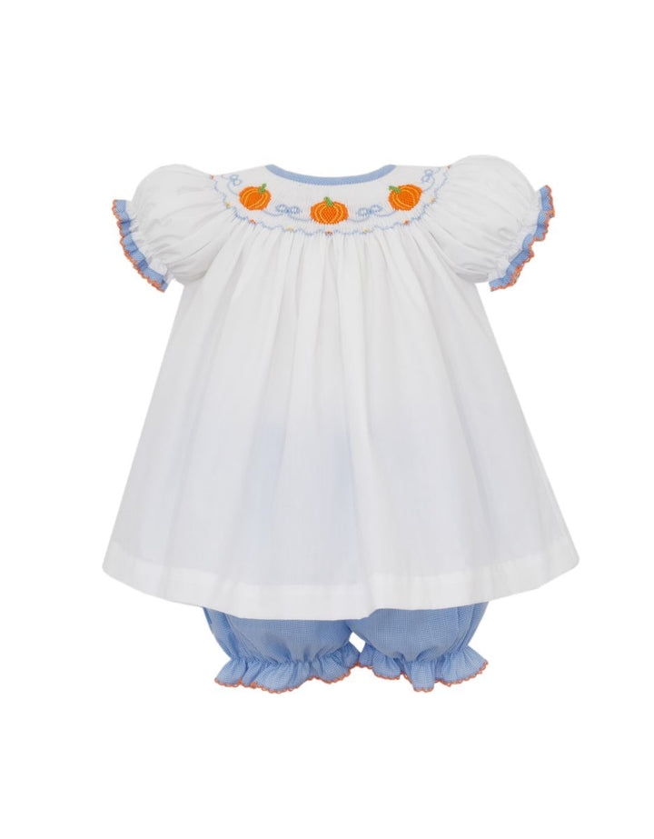 Pumpkin Girl Blue/White Microcheck Bloomer Set
