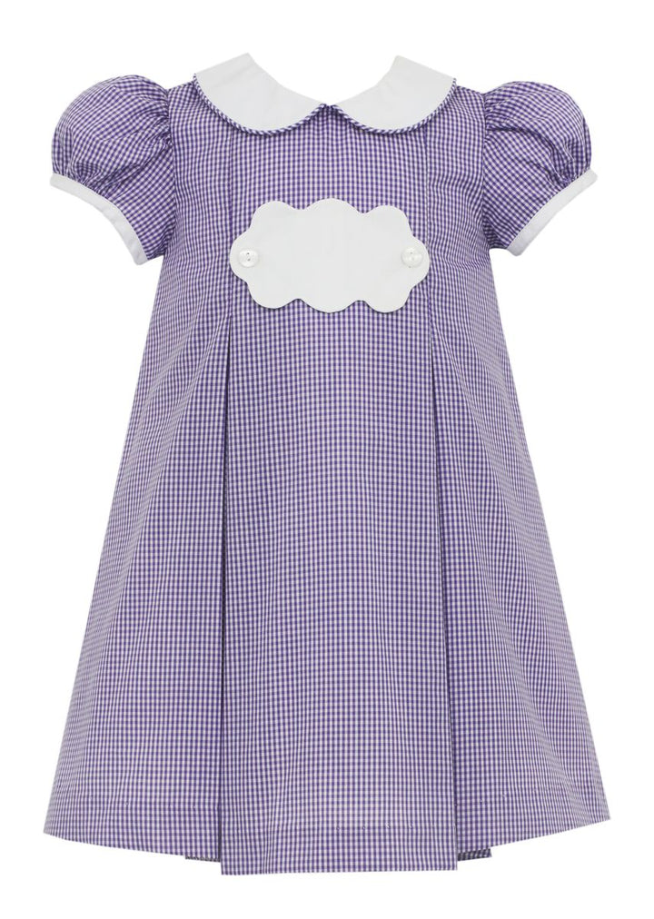 Purple Gingham Float Dress with Scalloped White Tab