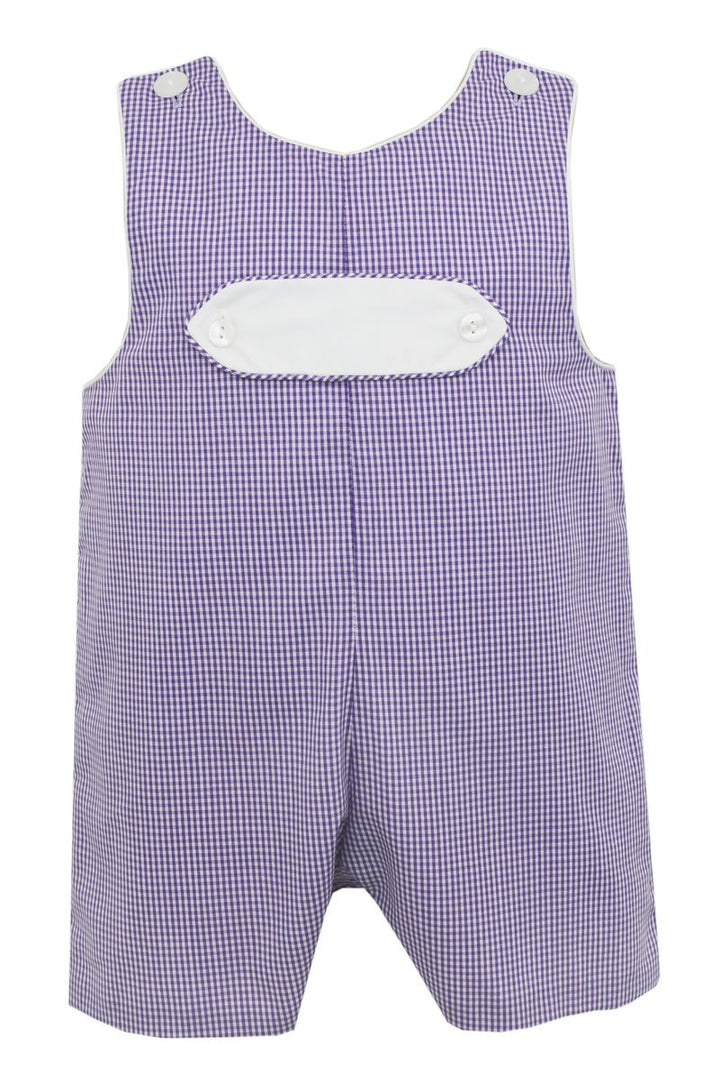 Purple Gingham Boy Short Jon Jon with White Tab