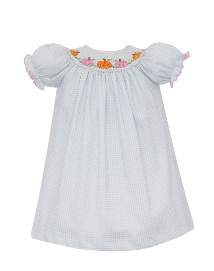 Pumpkin Girl Blue Gingham Bishop Dress