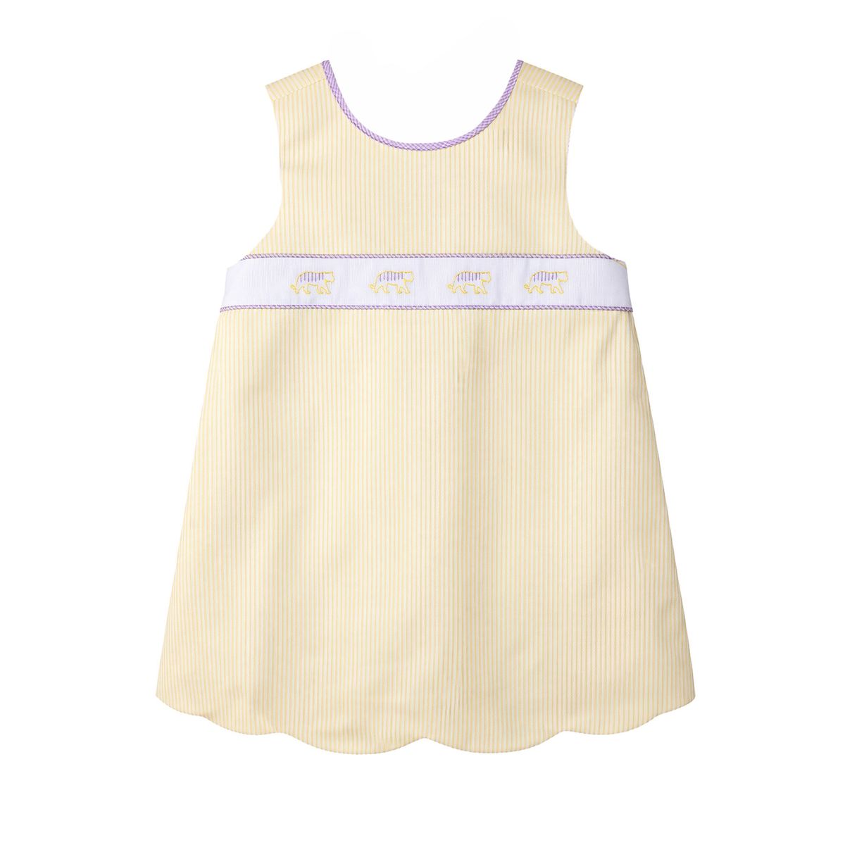 Nora Scallop Dress- Yellow Tiger Stripe