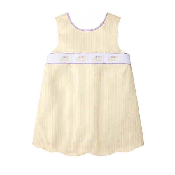 Nora Scallop Dress- Yellow Tiger Stripe