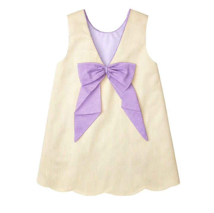 Nora Scallop Dress- Yellow Tiger Stripe