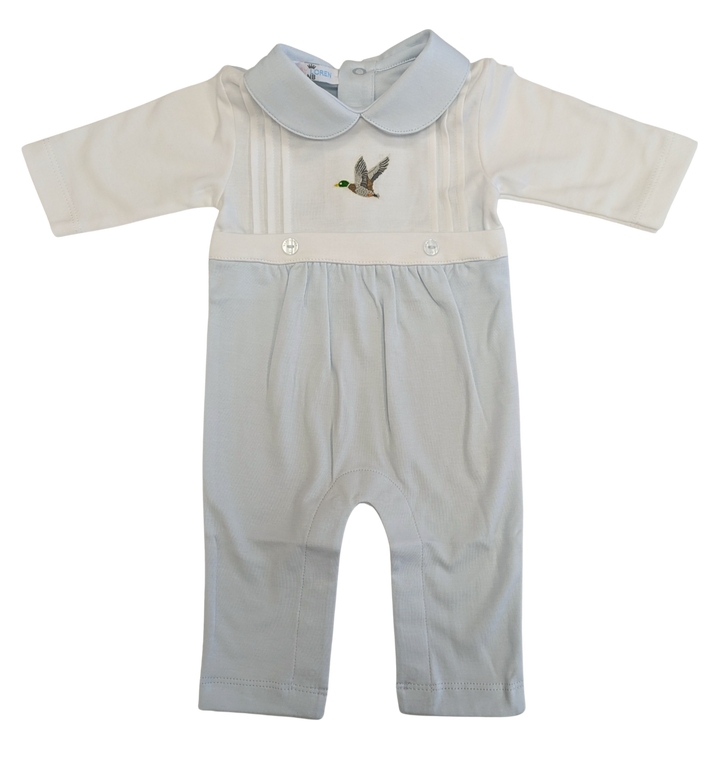 Blue Mallard Ducks Hand Embroidered Romper