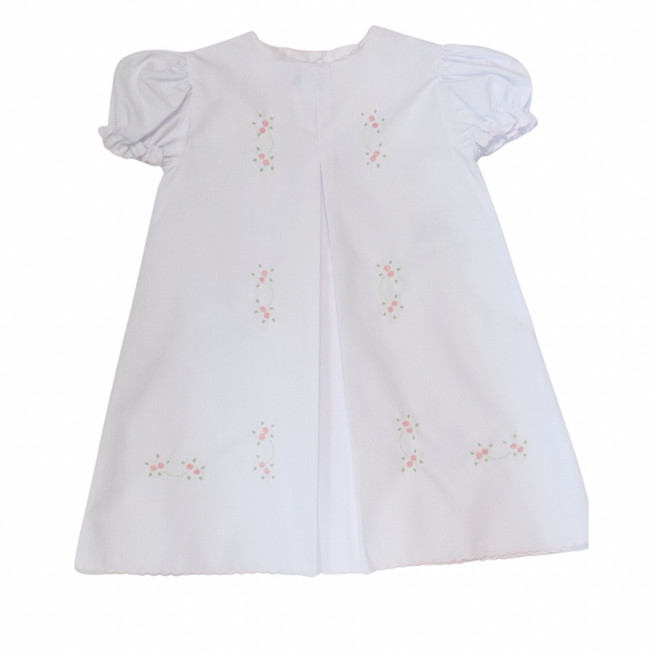 Girl Daygown - White with Tiny Flowers