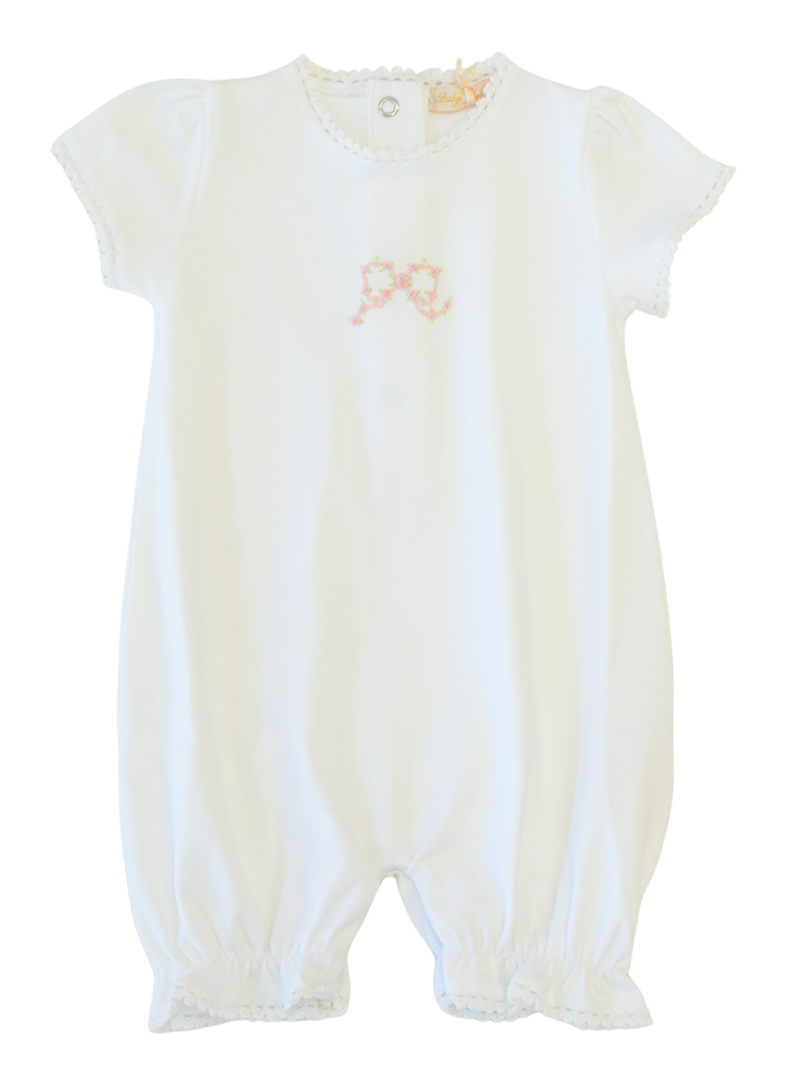 Pretty Bows Romper with Crochet Trim