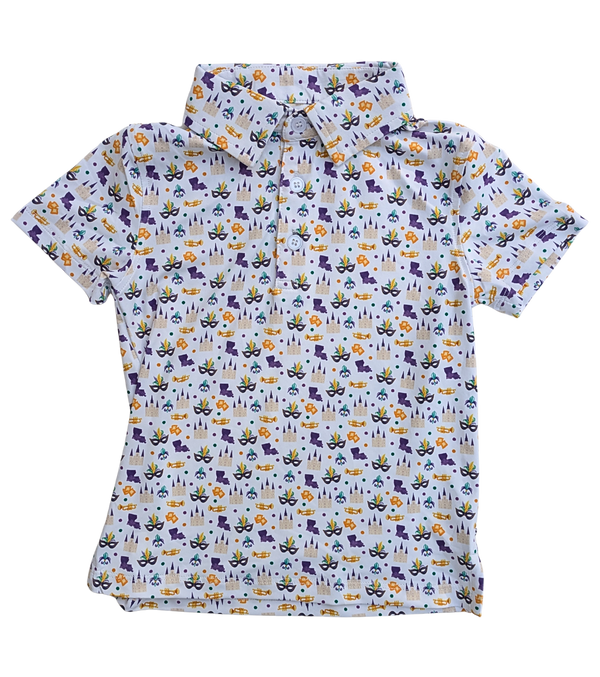 Kids French Quarter Polo (Mardi Gras Theme)