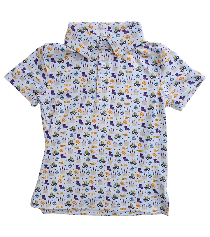 Kids French Quarter Polo (Mardi Gras Theme)