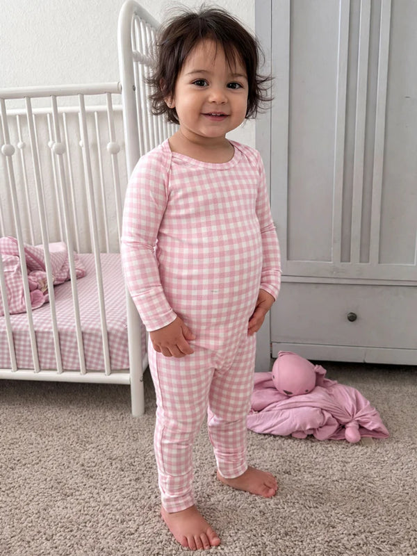 Convertible Pajamas - Pink Gingham