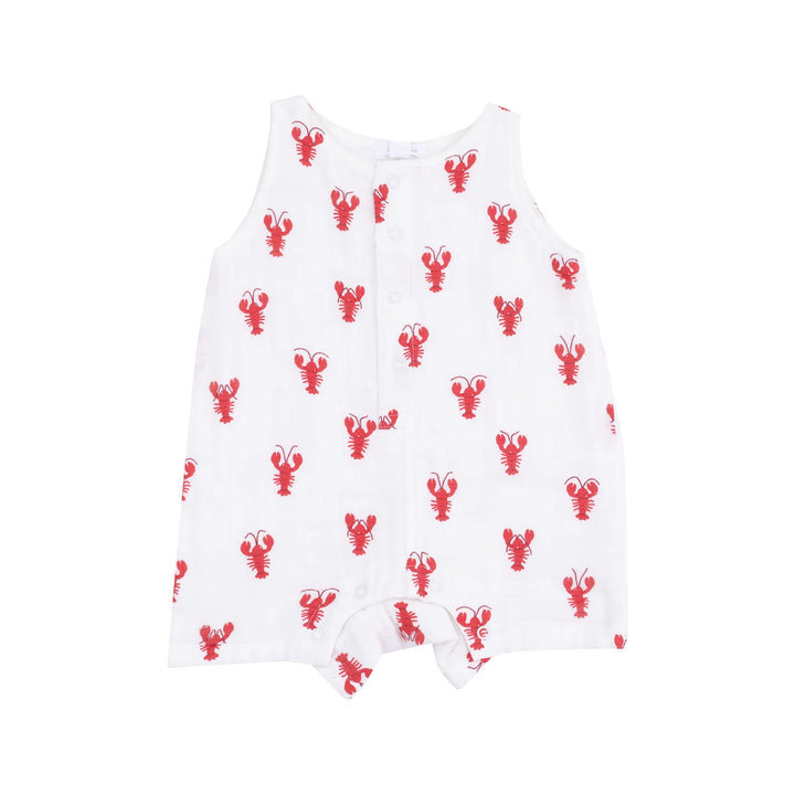 Sleeveless Shortie Romper - Lobster Muslin