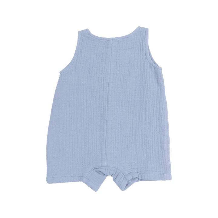 Sleeveless Shortie Romper - Solid Muslin Dusty Blue