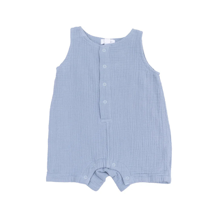 Sleeveless Shortie Romper - Solid Muslin Dusty Blue
