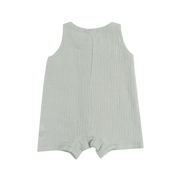 Sleeveless Shortie Romper - Solid Muslin Green