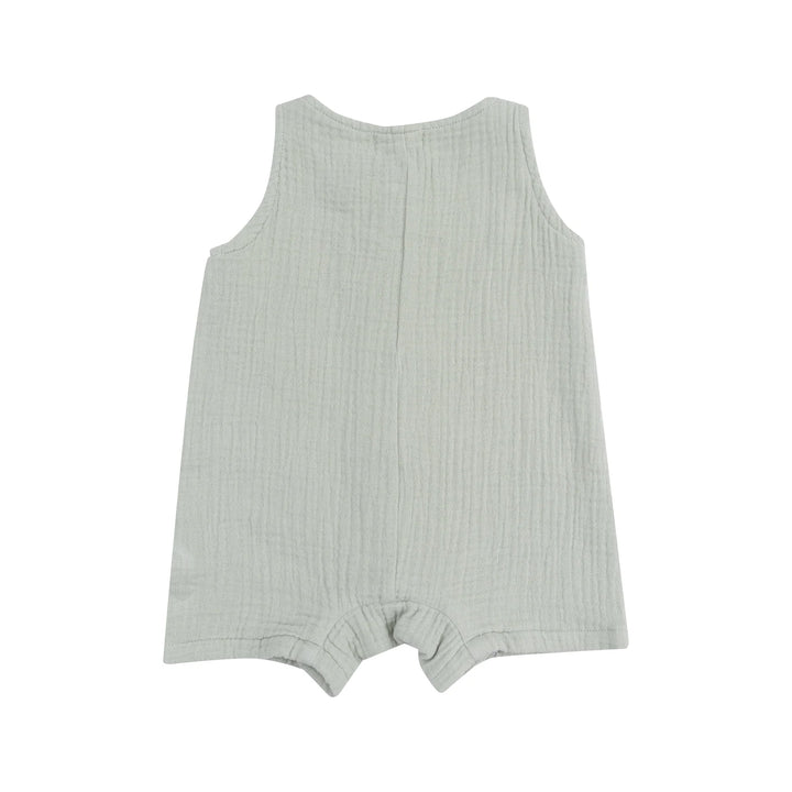Sleeveless Shortie Romper - Solid Muslin Green