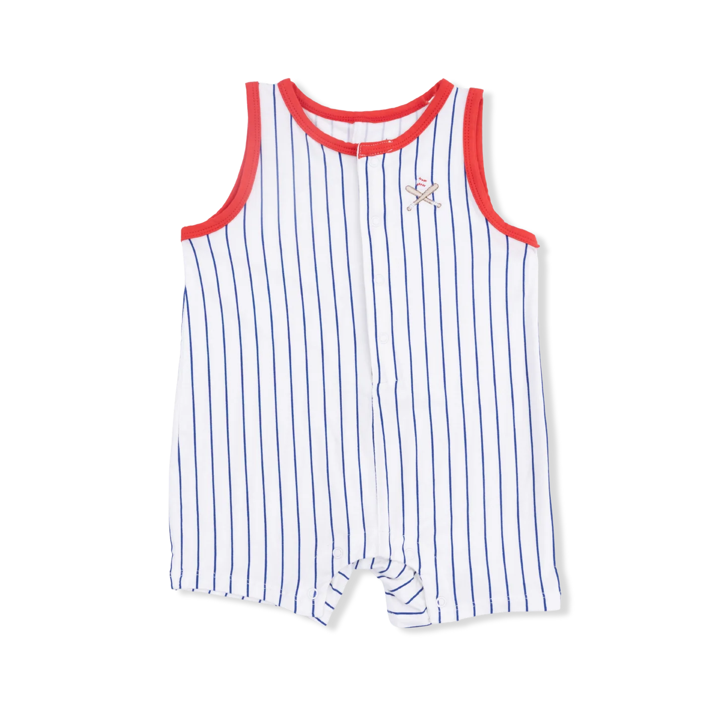 Baseball Stripe Sleeveless Shortie Romper
