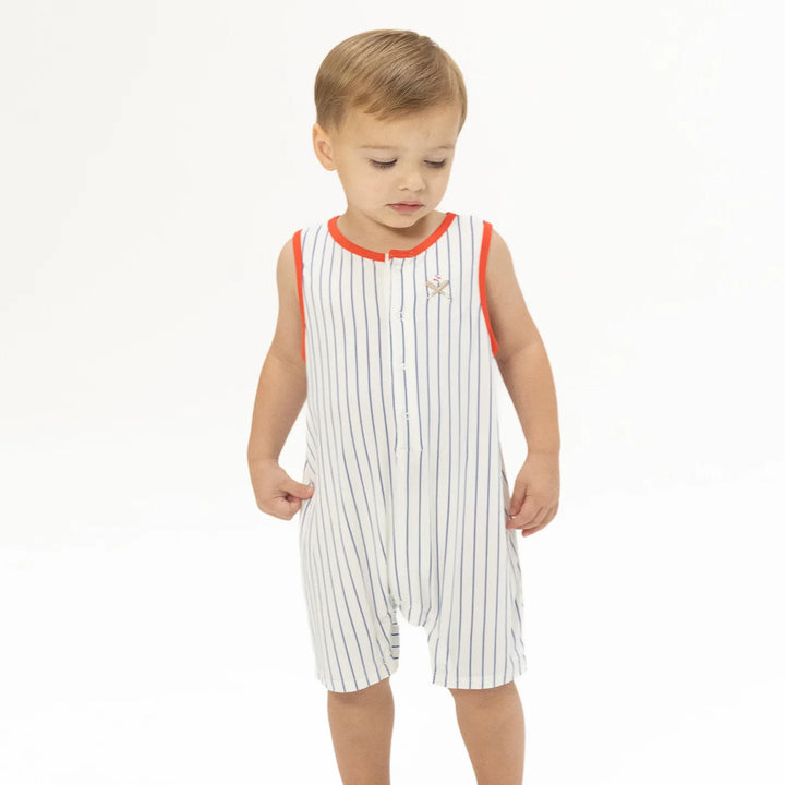 Baseball Stripe Sleeveless Shortie Romper