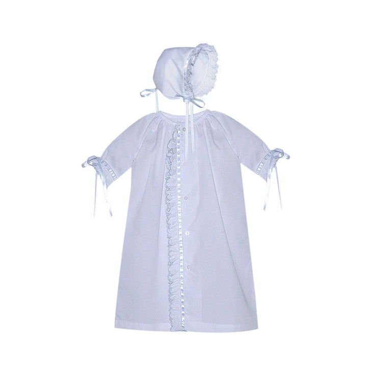White Finn Daygown Scallop Ruffle Blue