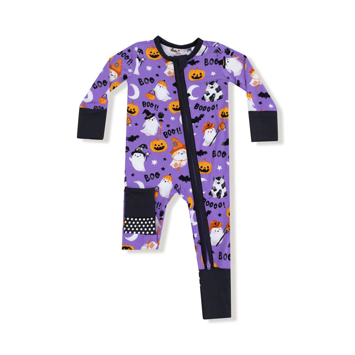 Costumed Ghosts - Glow In The Dark - Purple - 2 Way Zipper Romper