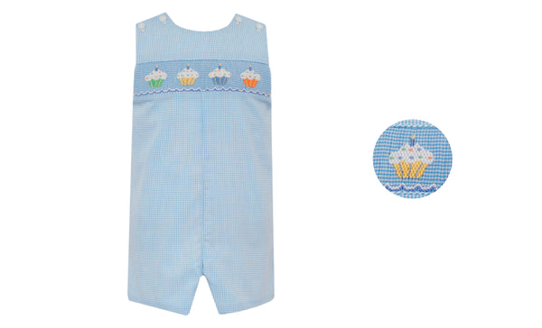 Cupcakes - Blue Check Boy's Jon Jon