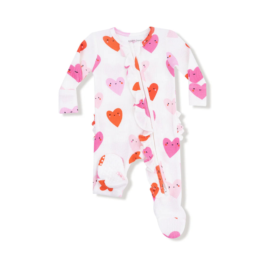Happy Hearts 2 Way Ruffle Zipper Footie