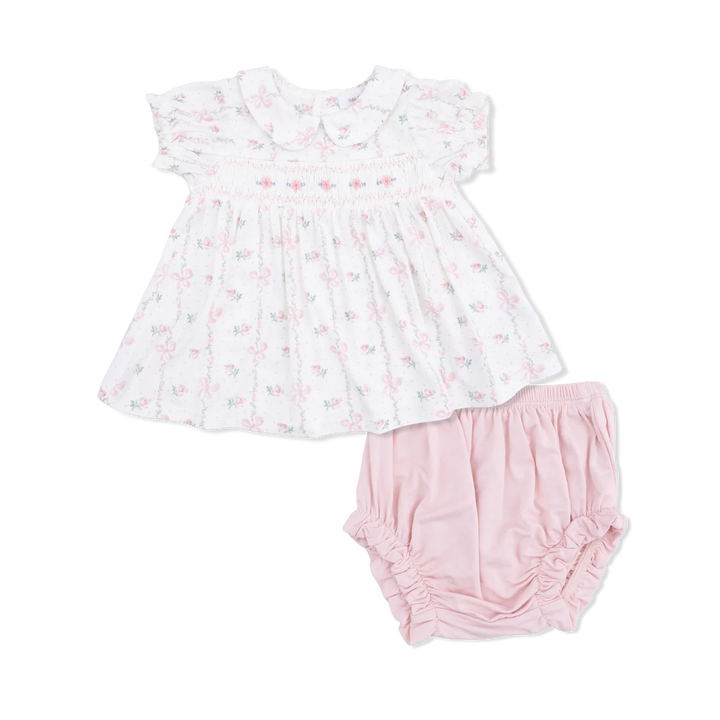 Dainty Buds and Bows Smocked Dress Set