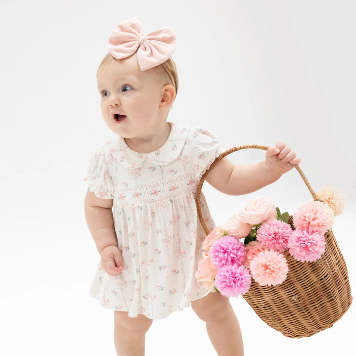 Dainty Buds and Bows Smocked Dress Set