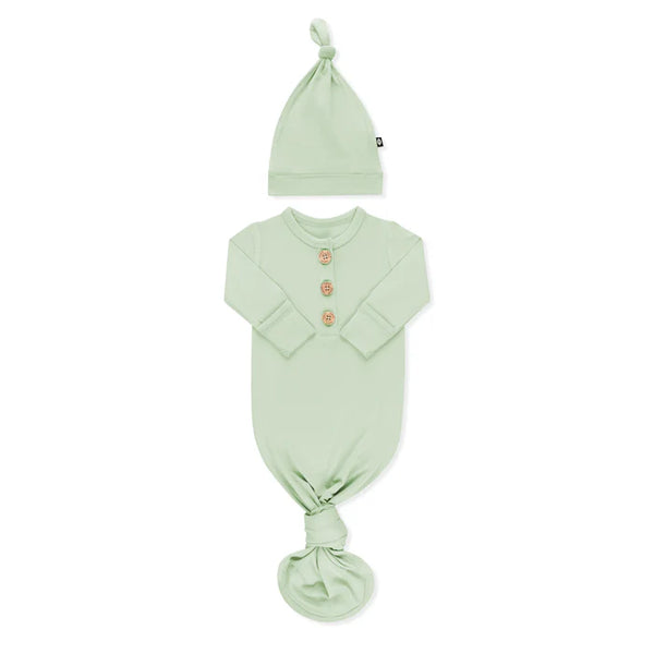 Knotted Gown with Hat Set in Basil