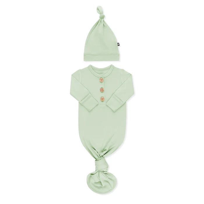 Knotted Gown with Hat Set in Basil