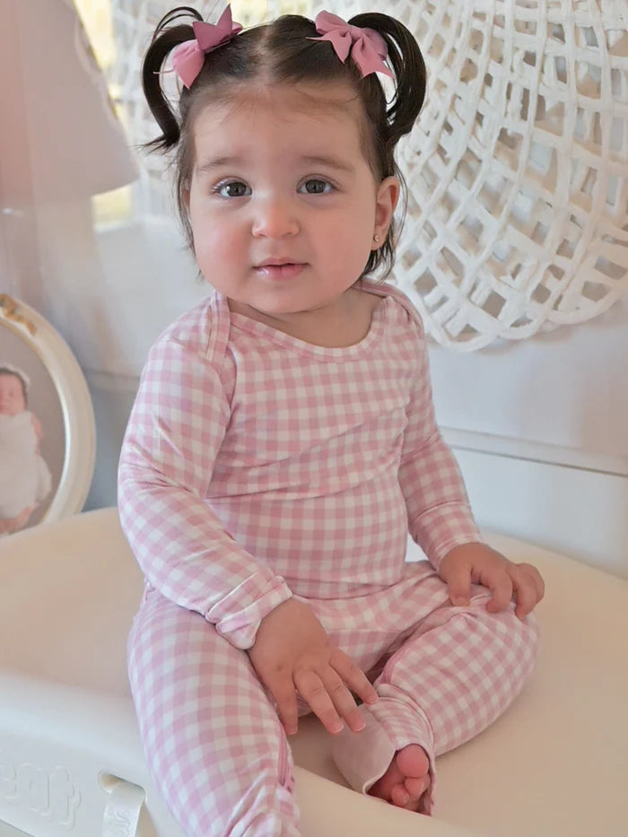 Convertible Pajamas - Pink Gingham