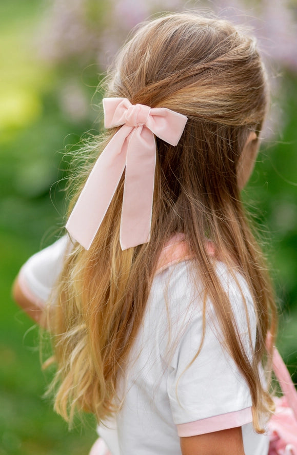 Velvet Long-Tailed Bow Barrette