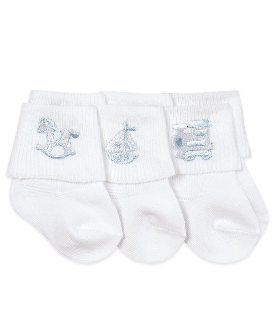 Baby Boy Applique Turn Cuff Socks-Assorted