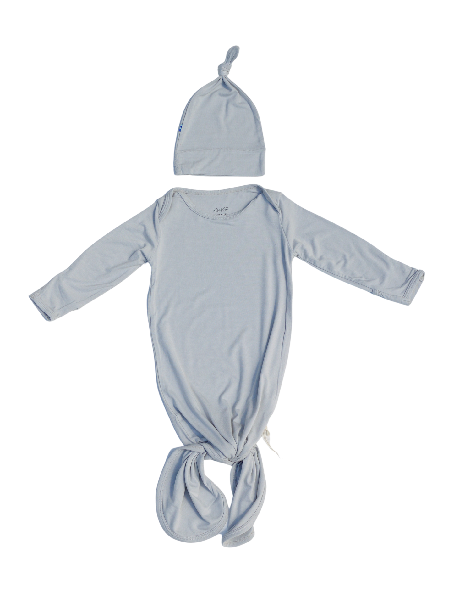 Knotted Layette Gown & Hat Set in Dove