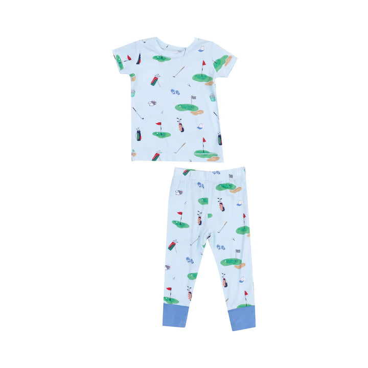 Short Sleeve Loungewear Set - Golf Things Blue