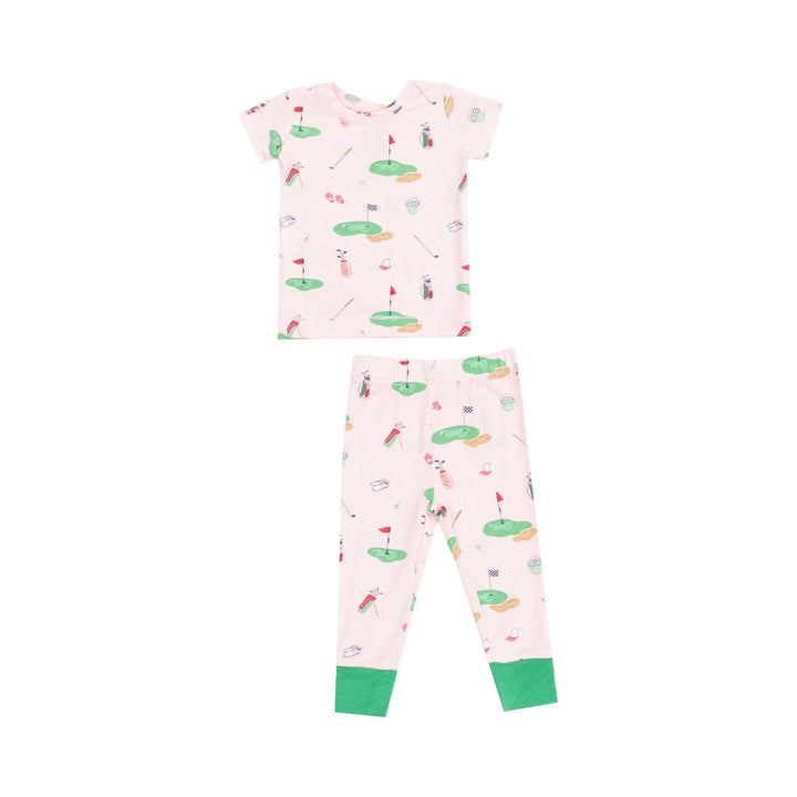 Short Sleeve Loungewear Set - Golf Things Pink