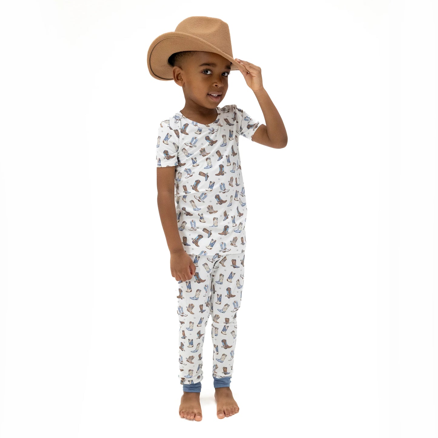 Cowboy Boots Short Sleeve Loungewear Set