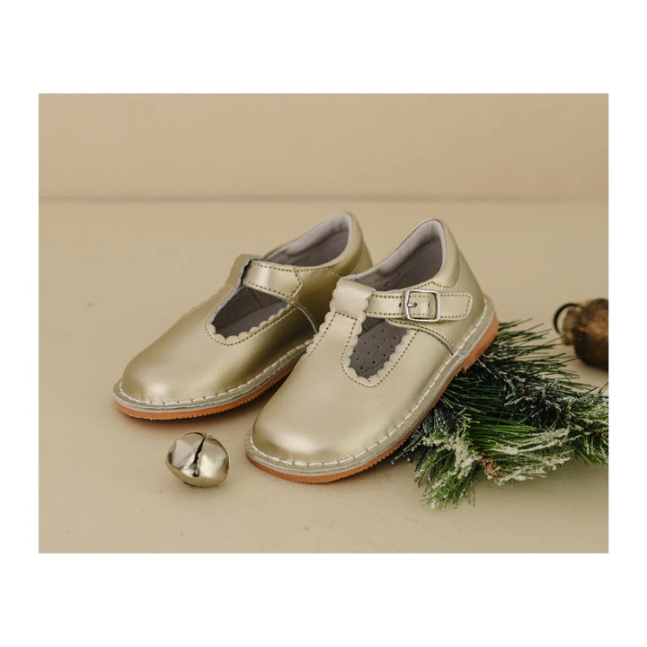 Selina Scalloped T-Strap Mary Jane Gold