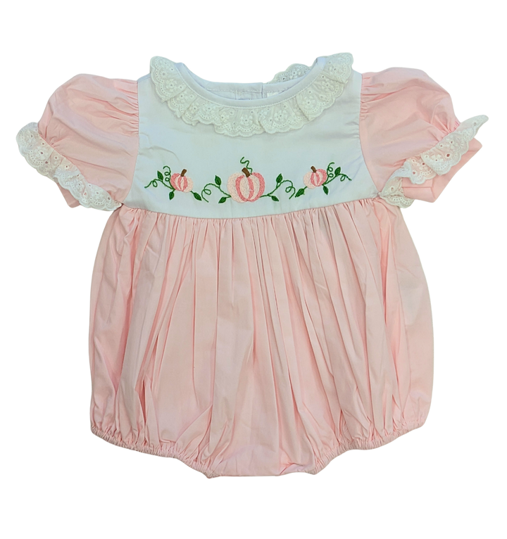 Isla Pink Hand Embroidered Pumpkin Bubble Ruffle Collar