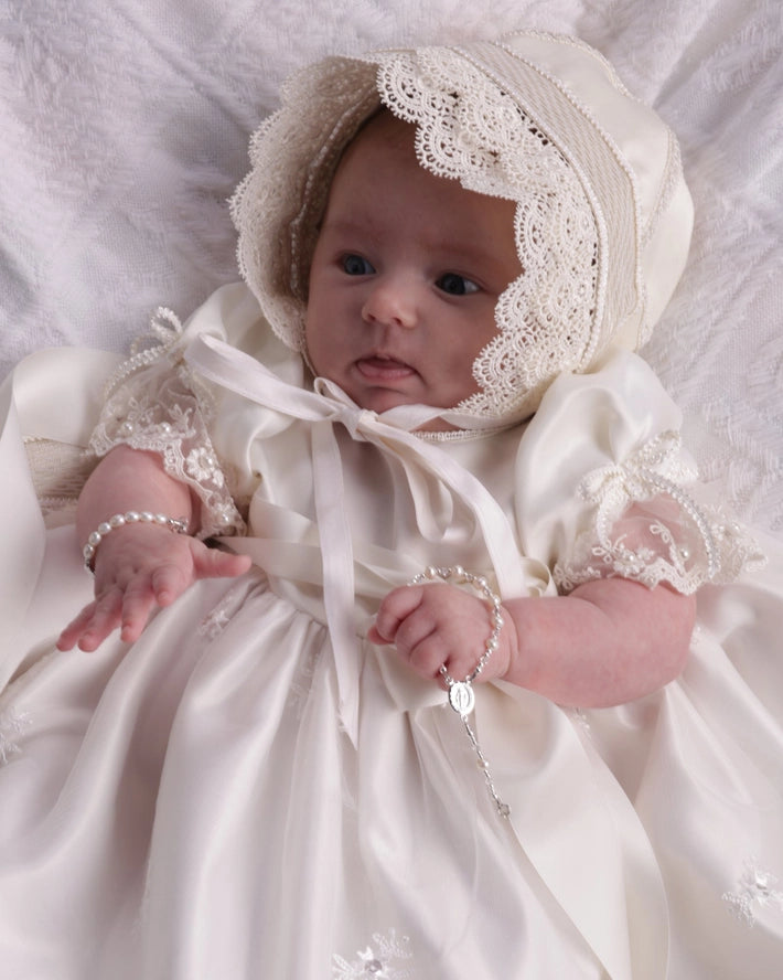 Sterling Silver White Baby Rosary Baptism Christening Gift