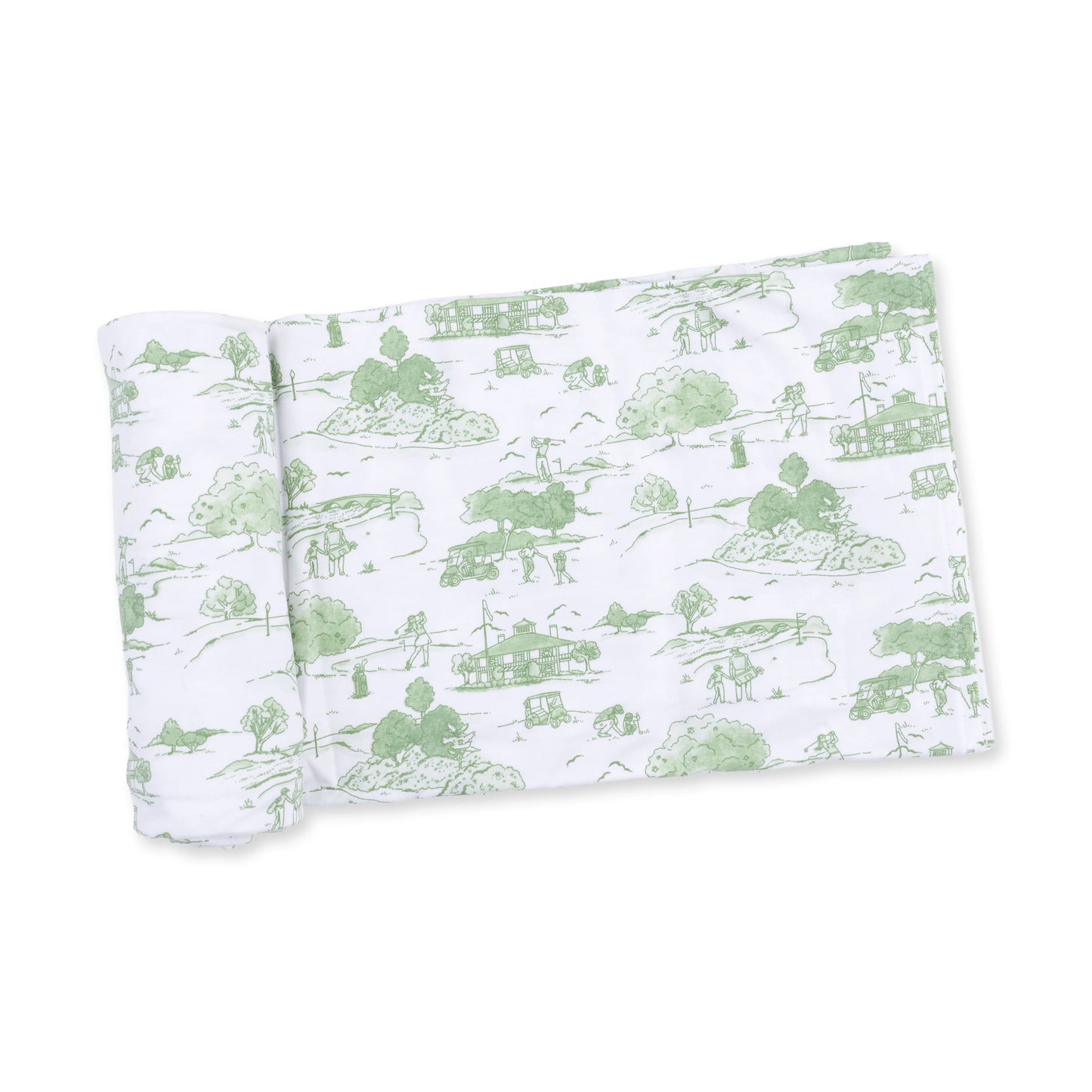 Golf Toile Green Swaddle Blanket