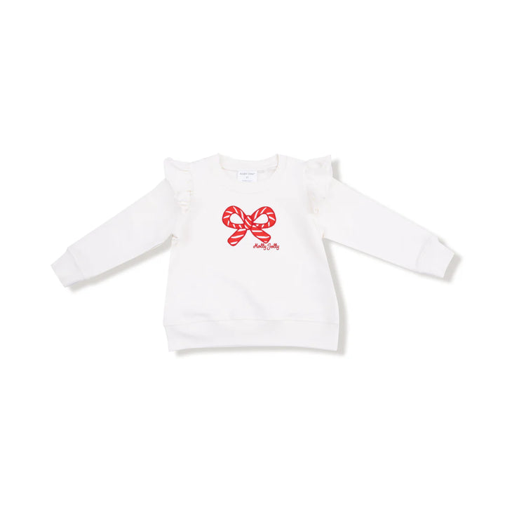 Candy Canes - Ruffle Shoulder French Terry Sweatshirt