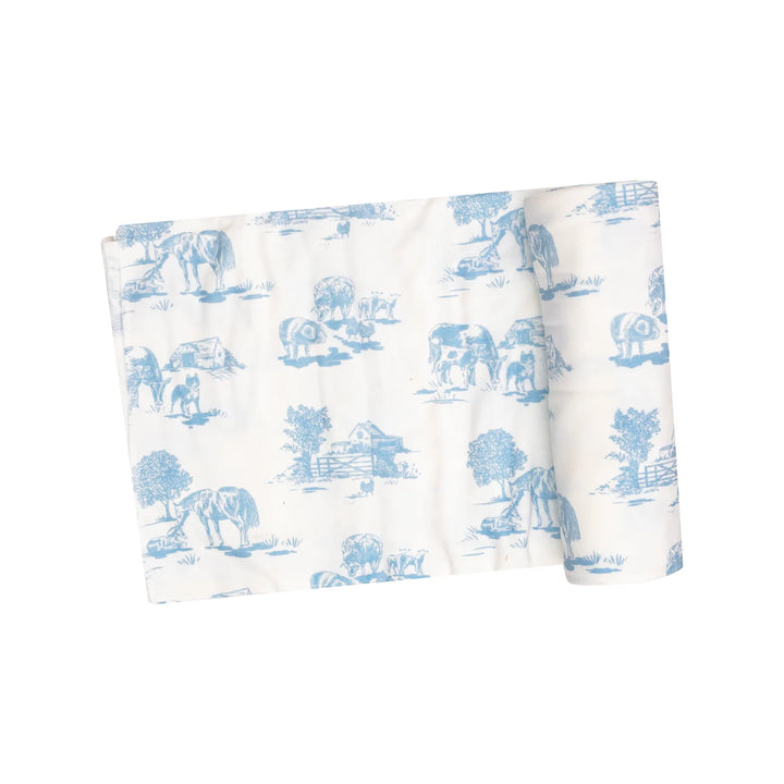 Farm Toile Blue - Swaddle Blanket