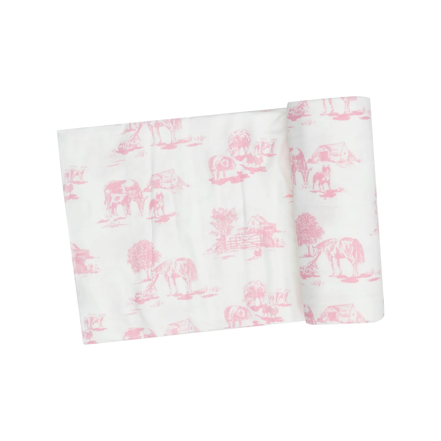 Farm Toile Pink - Swaddle Blanket