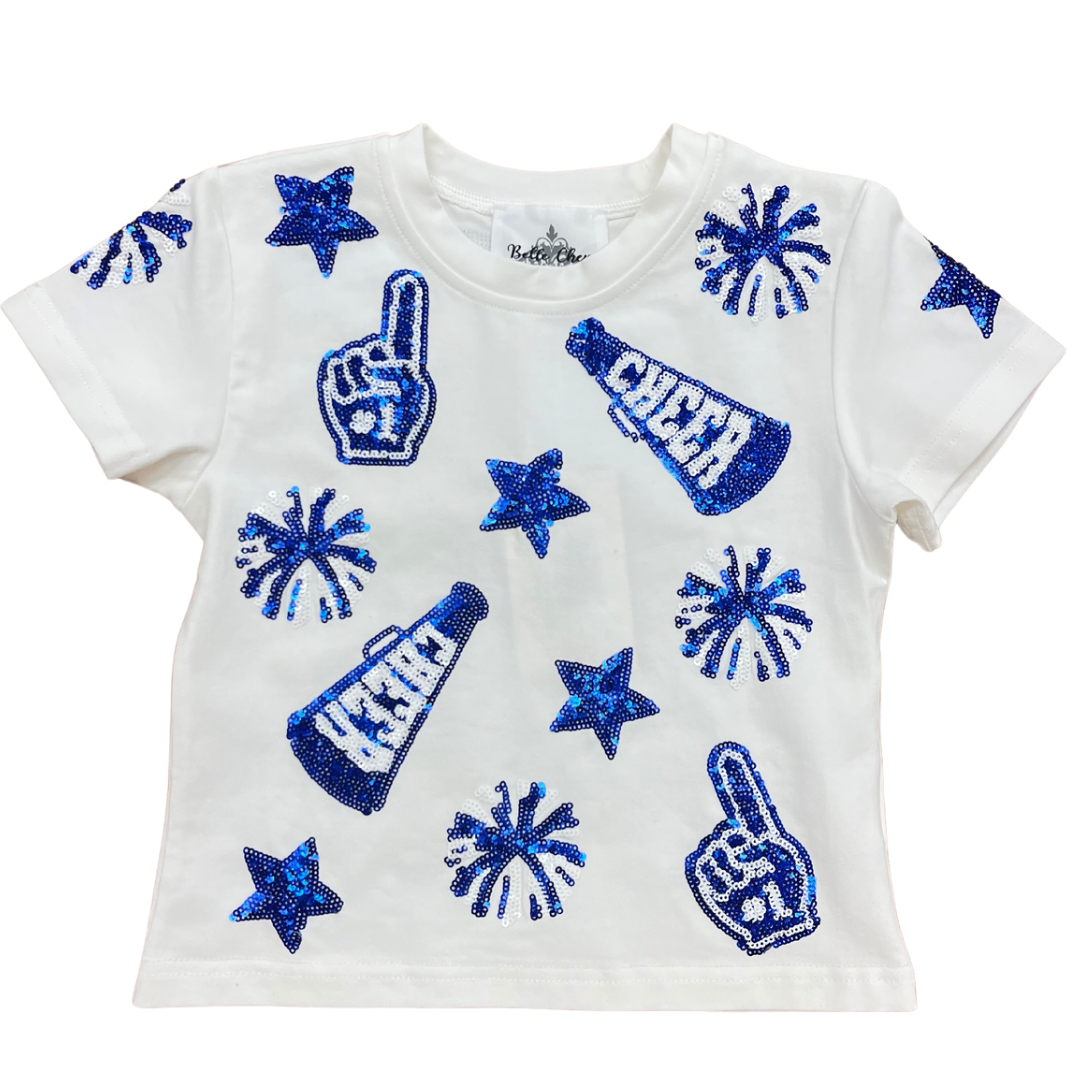 Royal Blue And White Cheer Shirt