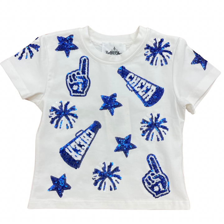 Royal Blue And White Cheer Shirt