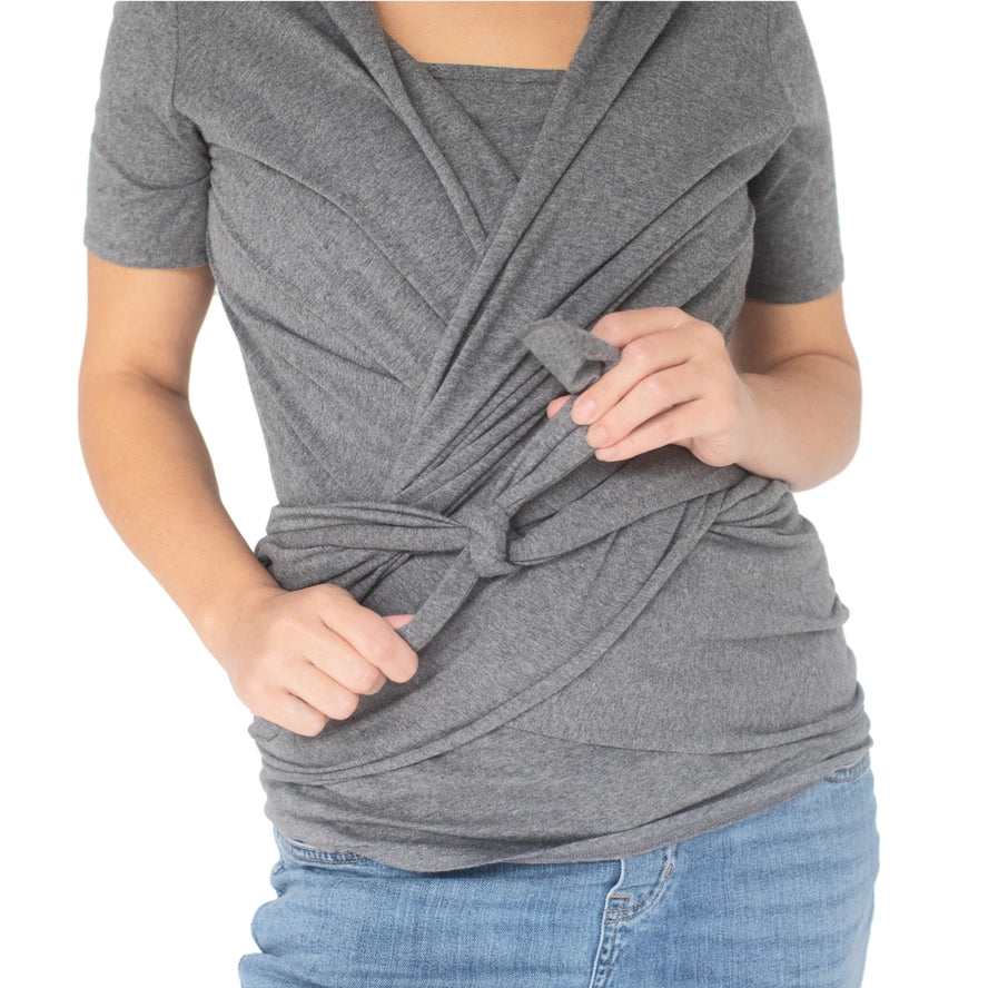 Organic Cotton Skin To Skin Wrap Top Postpartum - Grey Heather