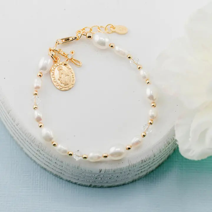 14K Gold-Plated First Communion Bracelet with Miraculous