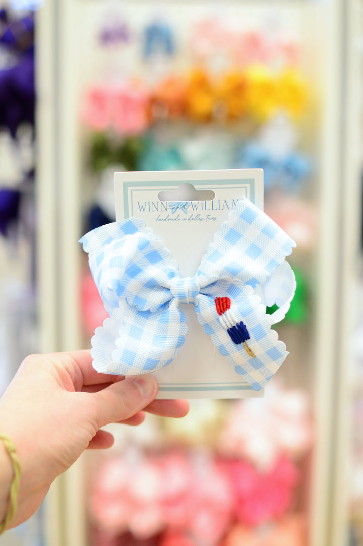 Medium Blue Gingham on Clip - Bomp Pop
