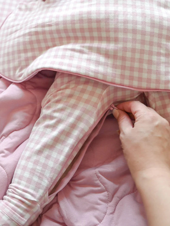 Convertible Pajamas - Pink Gingham